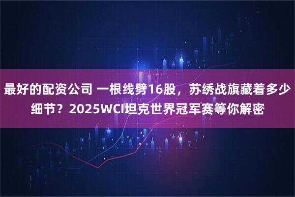 最好的配资公司 一根线劈16股,苏绣战旗藏着多少细节?2025WCI坦克世界冠军赛等你解密